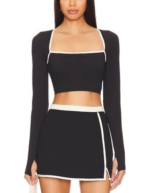 LSPACE Campbell Top and Skort Set in Black & Cream